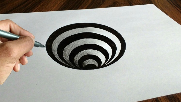 Very Easy 3D Trick Art How to Draw a Round Hole on Paper