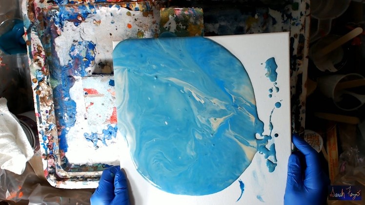 Acrylic Pouring - Behr Premium Plus Deep Base as a Pouring Medium w. Inks & High Flow - Video 1