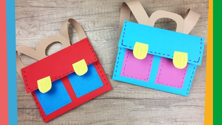 Back to school craft - Easy DIY paper School backpack for kids