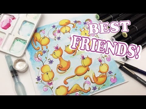 Best friends! The Cat and the Butterfly- speed drawing and coloring+ Giveaway