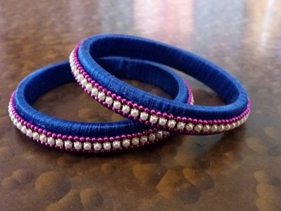 Blue silk thread bangles making at home