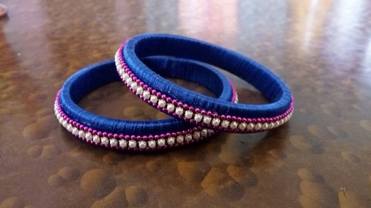 Blue silk thread bangles making at home