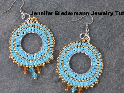 Brick stitch turquoise earrings tutorial