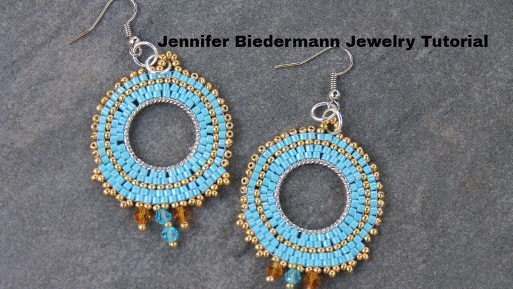 Brick stitch turquoise earrings tutorial