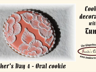 Brush embroidery on oval cookie, Mother's Day Set 4