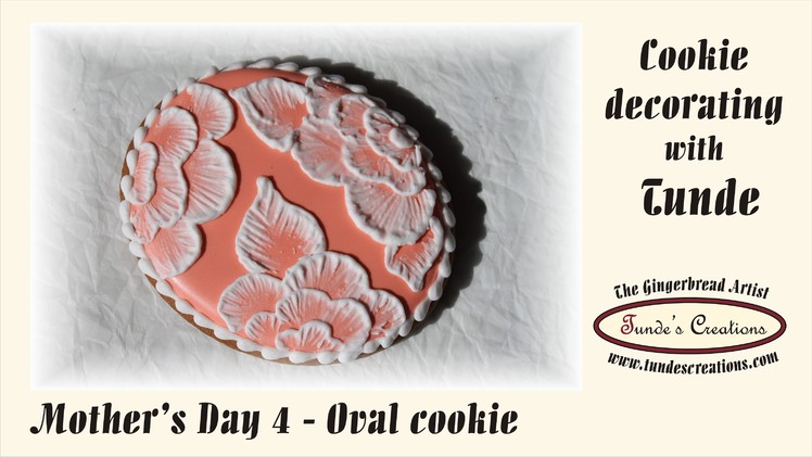 Brush embroidery on oval cookie, Mother's Day Set 4
