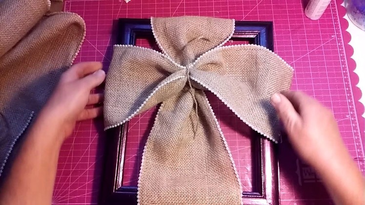 Burlap Cross on a Picture Frame.