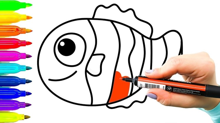 Coloring Pages Sea Fish | How to Draw Sea Fish for Children | Art Colors for Kids