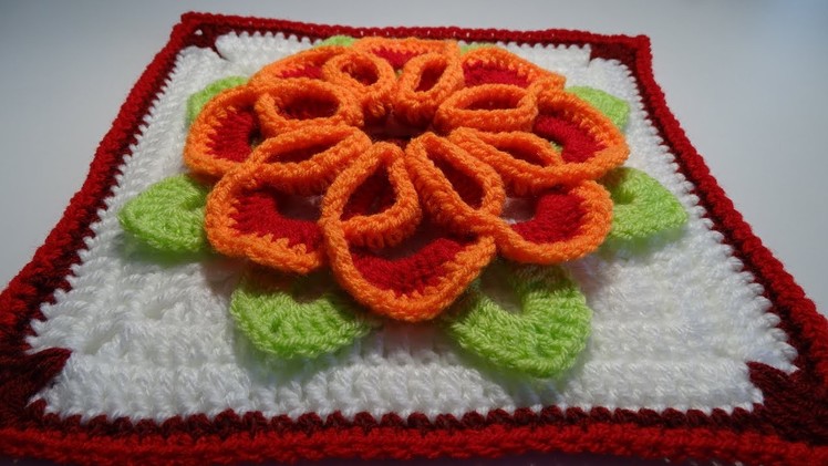 Crochet 3D Flower Square nr:2