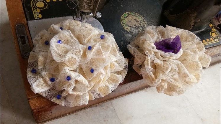 DIY.How to make a net flower from net saree