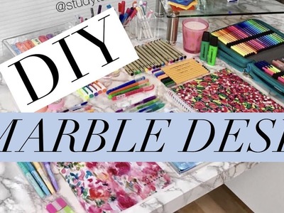 DIY Marble Desk | CHEAP + EASY Desk Makeover!