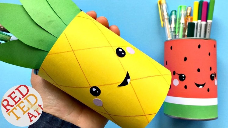 Easy Pineapple Pen Pots DIY - School Supplies DIY - Desk Organisers