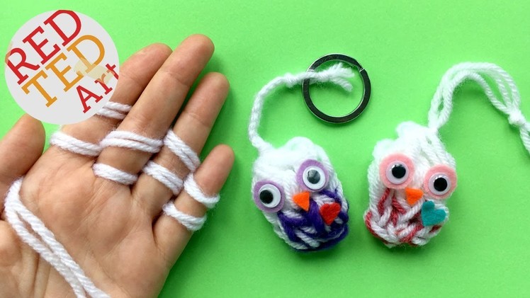 Finger Knitting Owl DIY - Keychain DIY or Owl Ornament DIY