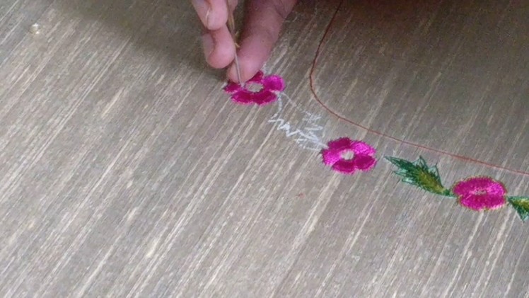 Flowers and leaves hand embroidery