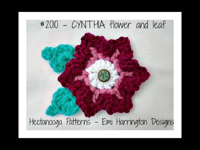 FREE crochet PATTERN - Pink Cynthia Flower and Leaf , pattern # 2010