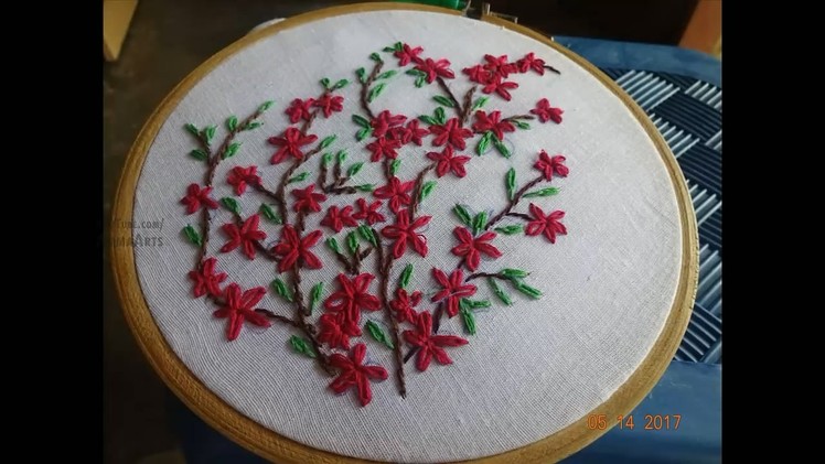 Hand Embroidery Flower Design Lazy Daisy Stitch by Amma Arts