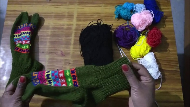 Handmade woollen thumb socks - Kinnauri socks( himachal )