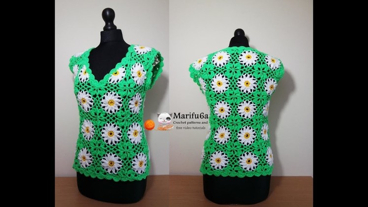 How to crochet daisy top free tutorial all sizes by marifu6a