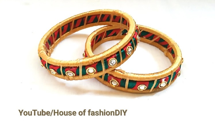 How To Design Silk Thread Bangles With Stones At Home. !!