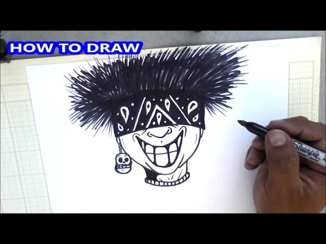 How to draw a  spikey hair character - graffiti character