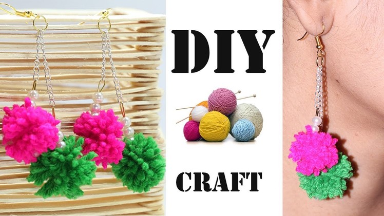 How to Make Beautiful Earrings with Wool Thread. Yarn at Home | DIY Jewellery