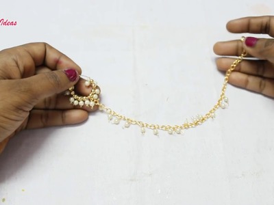 How to Make Simple Bridal Nose Ring.Mukkera at Home Tutorial. Bahubali 2 Anuskha Jewellery