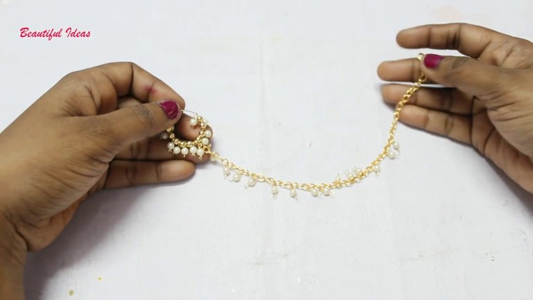 How to Make Simple Bridal Nose Ring.Mukkera at Home Tutorial. Bahubali 2 Anuskha Jewellery