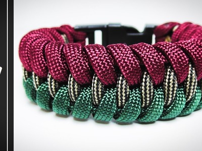 How to make The Two Color Dragon Teeth Paracord Survival Bracelet [With Buckle] [Tutorial]