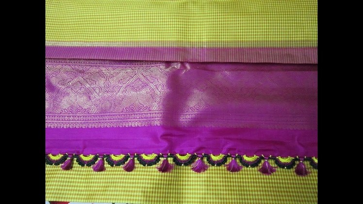 Krosha saree kuchu design 1 || Crochet saree kuchulu