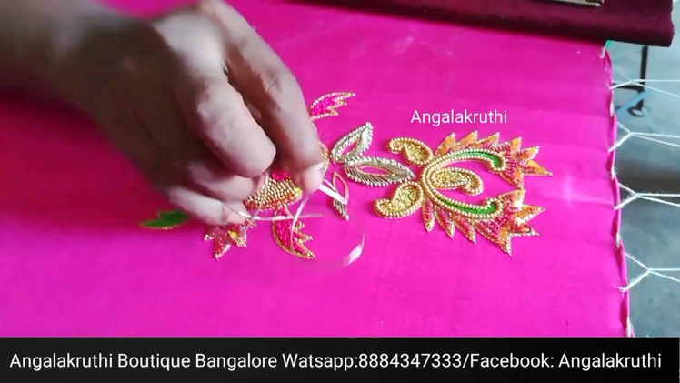#Maggam work Blouse designs by Angalakruthi boutique Bangalore Watsapp:8884347333-Hand Embroidery