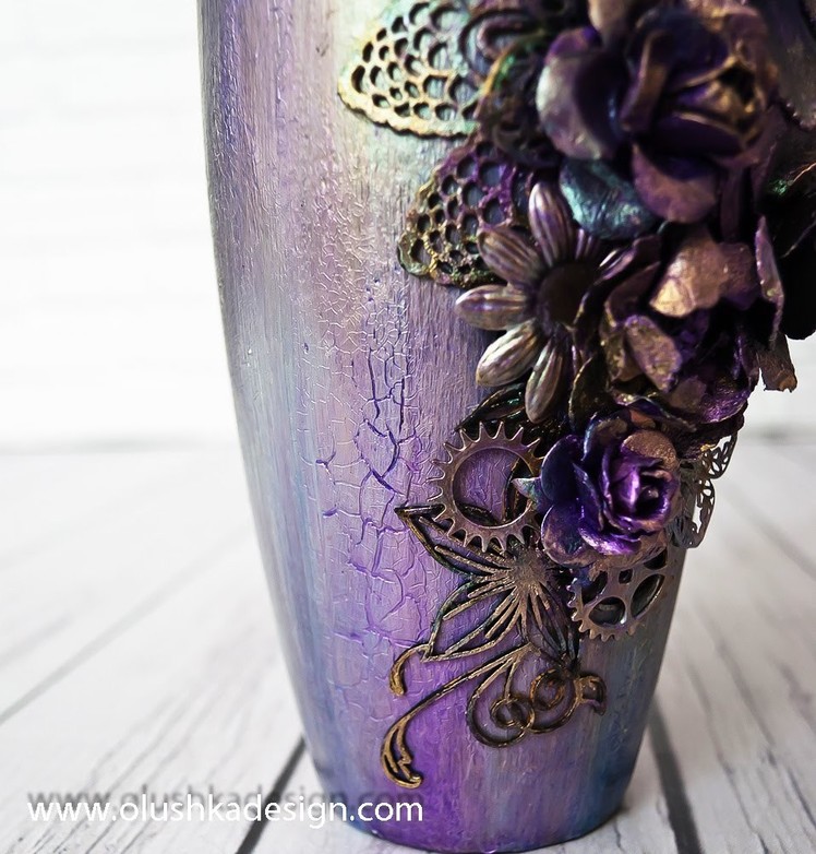 Mixed Media - altered  vase - tutorial by Ola Khomenok