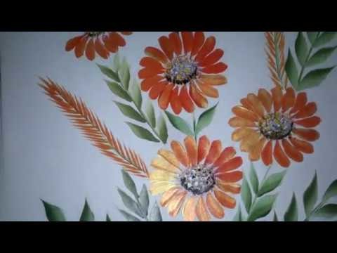 One stroke painting for beginners.How to paint daisy with filbert brush . painting techniques.