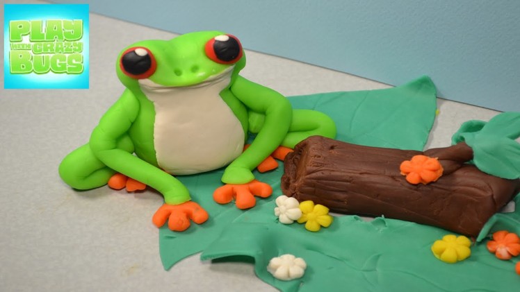 Play Doh Tutorial How to make a funny green Frog Playdough kids video