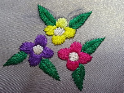 Simple Satin Flower Stitch_Hand Embroidery