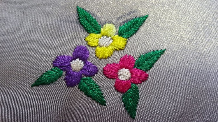 Simple Satin Flower Stitch_Hand Embroidery