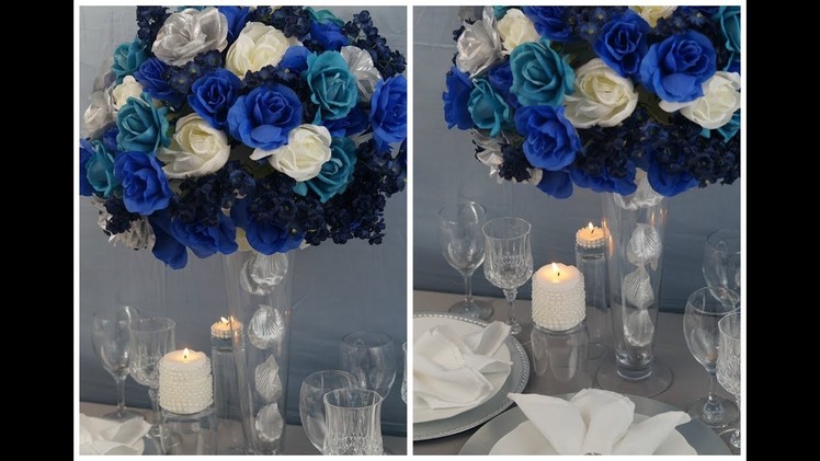 Tall Wedding Centerpiece. DIY. How To Create A Tall Blue Beauty Centerpiece