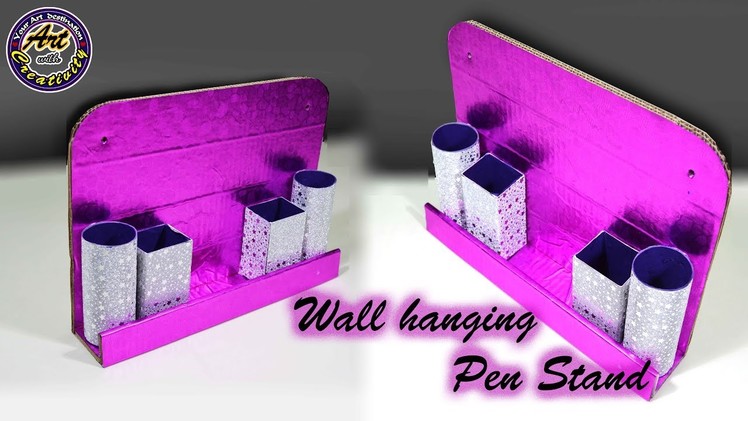Wall hanging pen stand | DIY | Simple and easy | Best out of waste | Art with Creativity 225