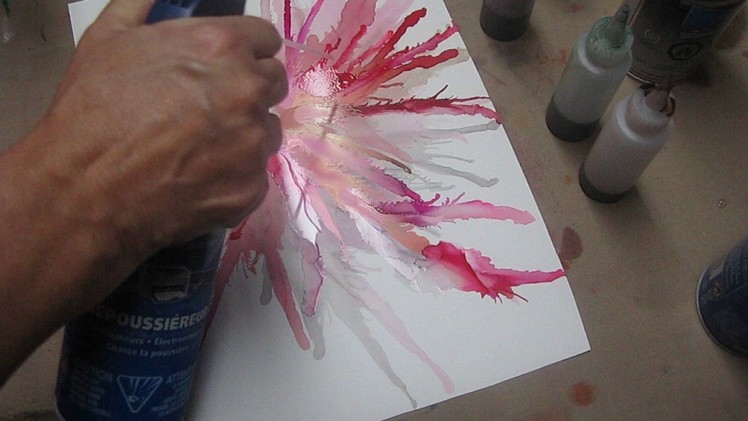Wendy Kroeker Tutorial #1 - Alcohol inks, pink flower