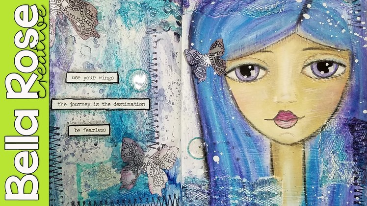 Whimsical Girl Face - Mixed Media Art Journal Process Video