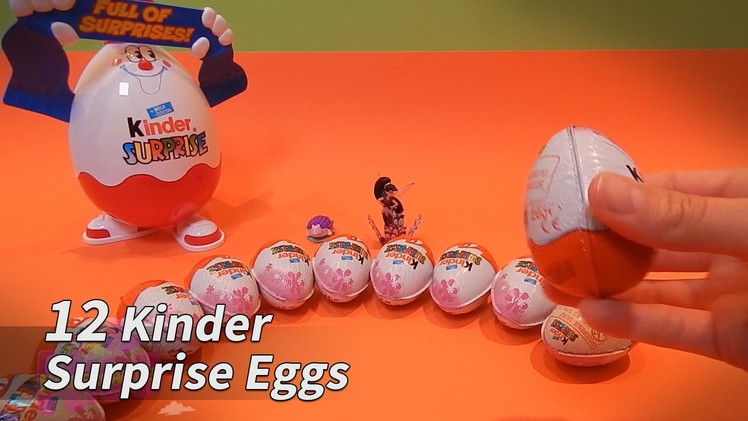 12 Kinder Surprise Eggs - Disney Princess Surprise by Kindergarten Kids HD