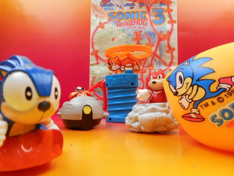 1993 McDONALD'S SONIC THE HEDGEHOG 3 HAPPY MEAL SET OF 5 TOYS VIDEO REVIEW