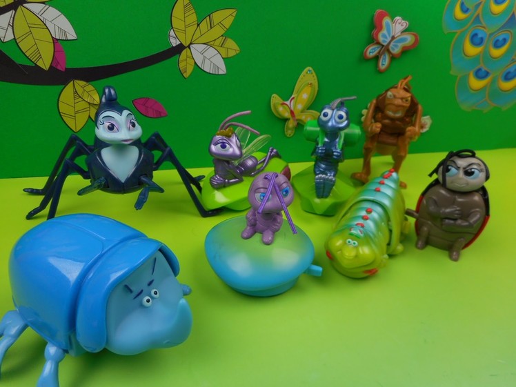1998 MCDONALDS' A BUG'S LIFE SET OF 8 HAPPY MEAL KIDS TOYS VIDEO REVIEW