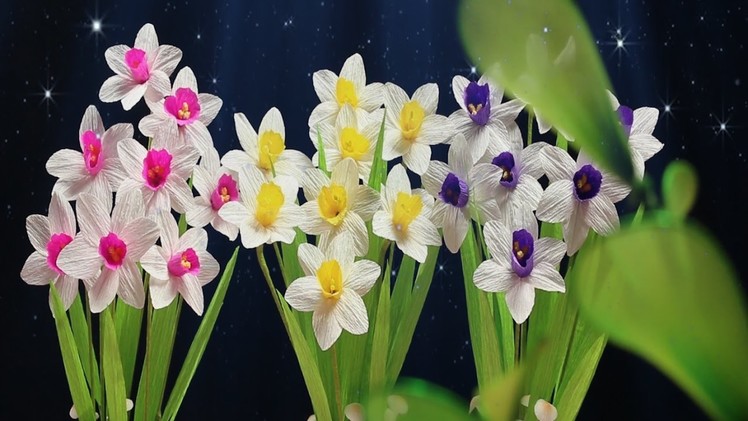 23.2: Làm hoa thủy tiên bằng giấy nhún - Narcissus paper flower tutorial