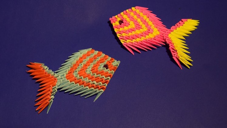 3D origami a pretty fish (a fingerling) Tutorial Assembly for beginners