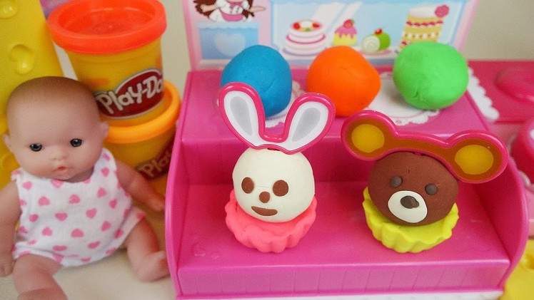 Baby doll and Play-Doh Cake shop toys