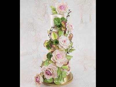 Cake Trend-  Floral and Exotic Foliage Swag Cake
