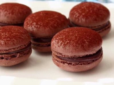 Dark Chocolate Macarons - French Macaron Recipe - Meringue Cookies