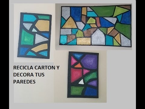 DIY CUADROS DE CARTON Y PASTA DE PAREDES. wall art made with cardboard and Drywall joint compound
