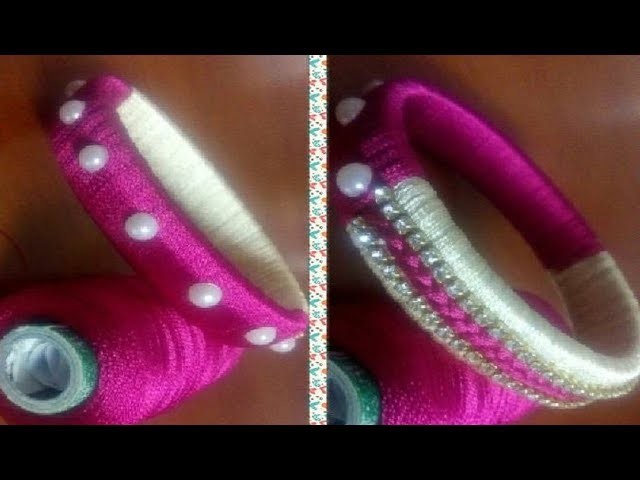 DIY  || Making of Designer Silk Thread Bangles With two color # multi Colour Bangles || Double color