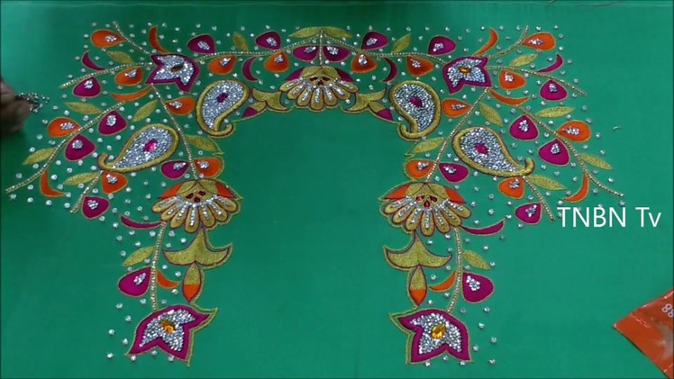 Hand embroidery tutorial for beginners | hand embroidery designs, maggam work blouse designs
